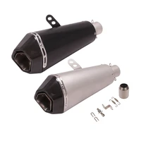 universal motorcycle exhaust pipe escape 38 51mm header tube stinless steelcarbon fiber muffler 370mm black titanium color