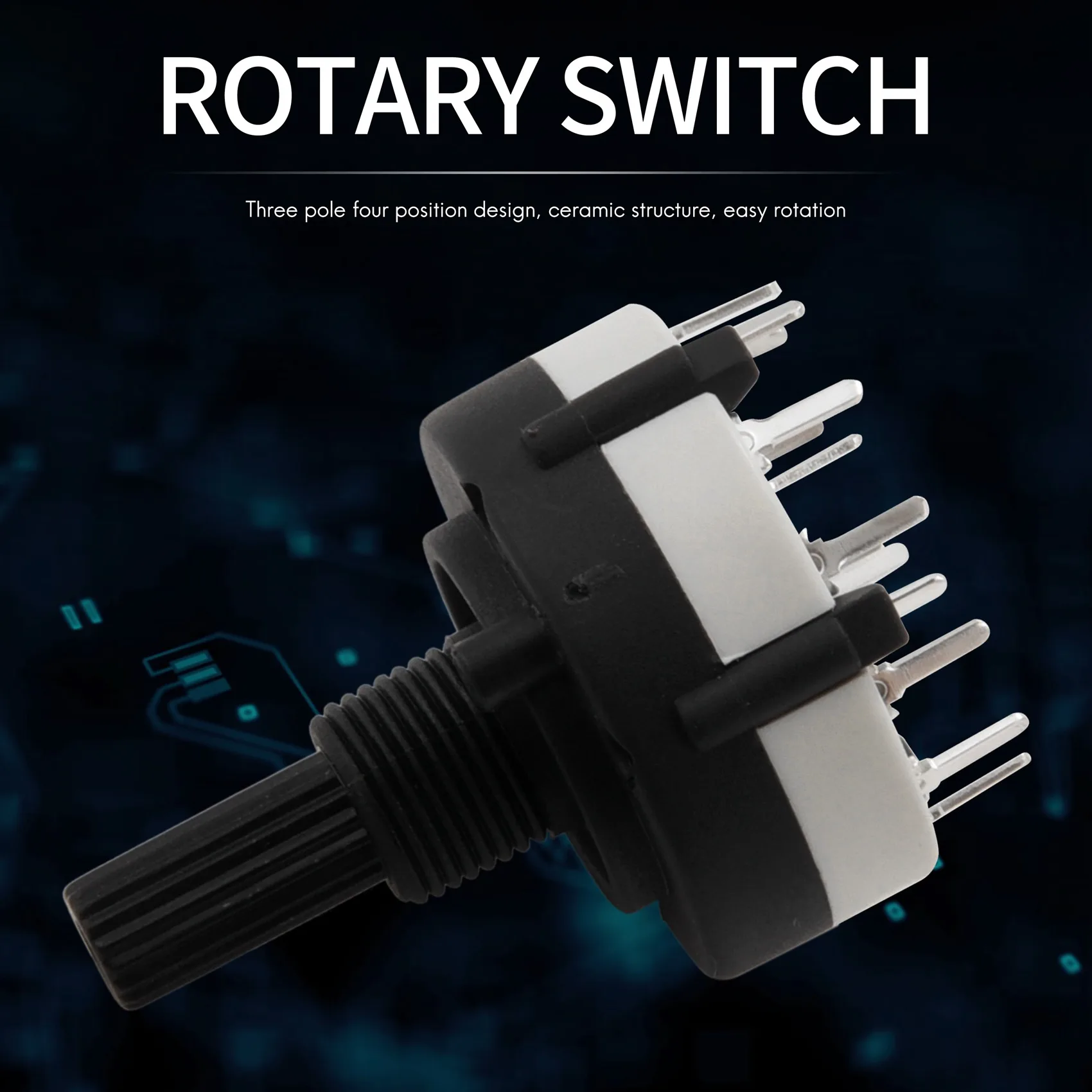 3P4T 3-полюсный 4-позиционный поворотный переключатель с одной пластиной и ручкой |