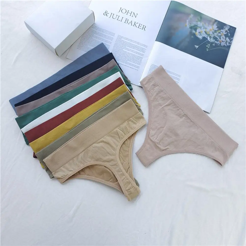 

Women Panties High Stretchy Thong Chic Anti-shrink Lady Panties Thread Women Underpants Quick Dry G-string For Inner Wear