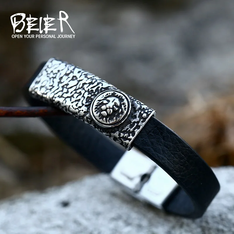 Мужской кожаный браслет BEIER, браслет в виде льва, 2023