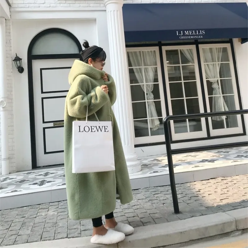 Women Long Coat 2021 Winter New Faux Mink Fur Coat Thick Warm Faux Fur Jacket Ladies Female Hooded Loose Plush Coat Oversized
