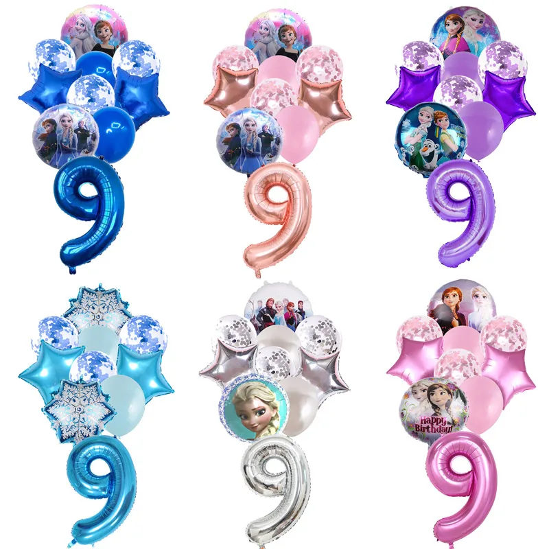 

Disney Elsa Princess Frozen Happy Birthday Party Articles Decoration Baby Shower Multiple Colors Digital Confetti Balloon Gift