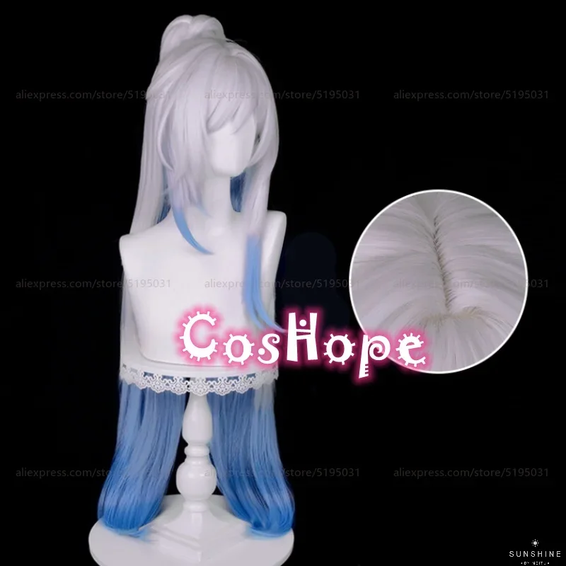 Парик для косплея Цзин Лю длинный парик 96 см серебристый белый синий градиентный