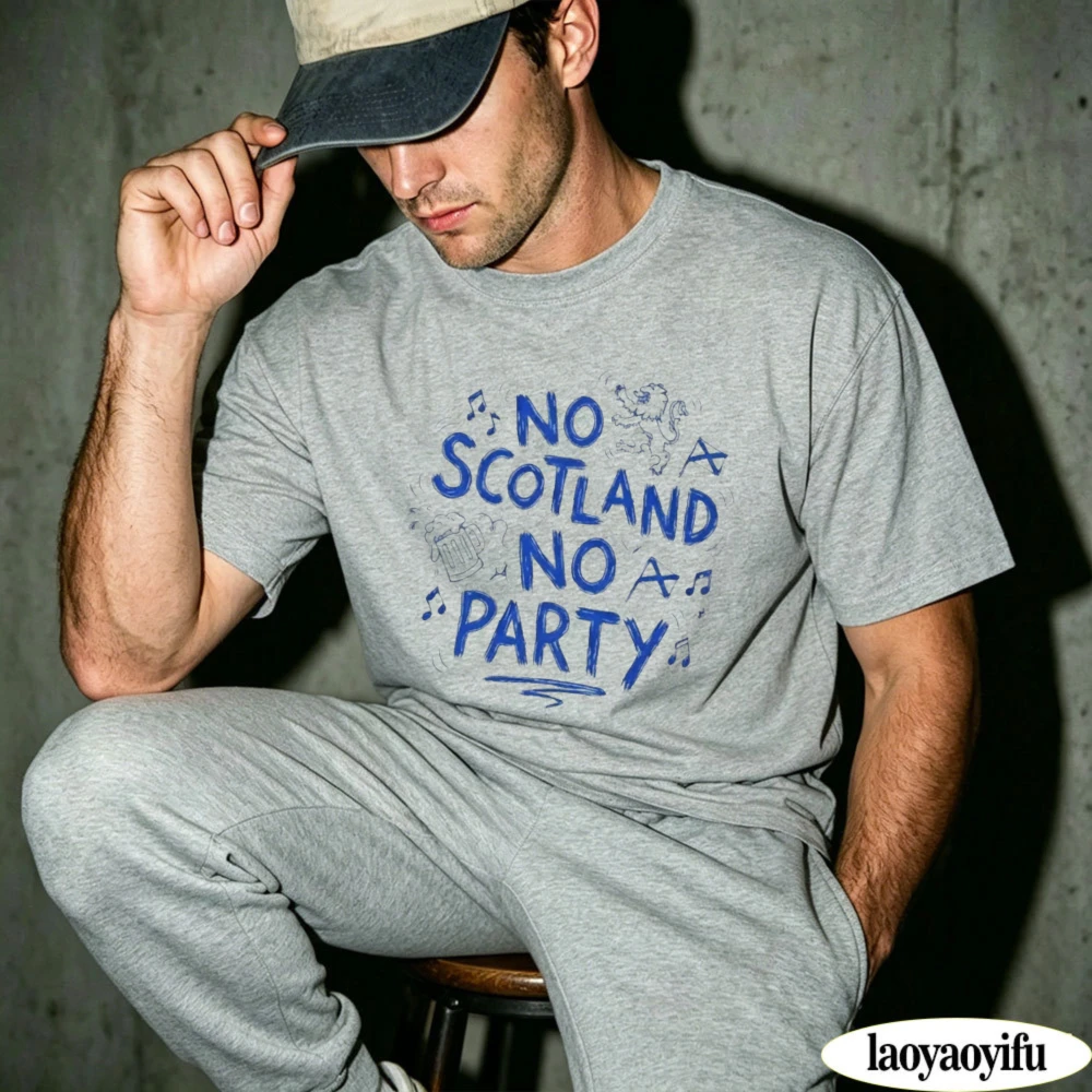 Футболка с графическим принтом «No Scotland No Party», с изображением флага Шотландии и музыкальной ноты, для футбольных фанатов, уличная одежда (art.: 3920db379dce0) - 3920db379dce0