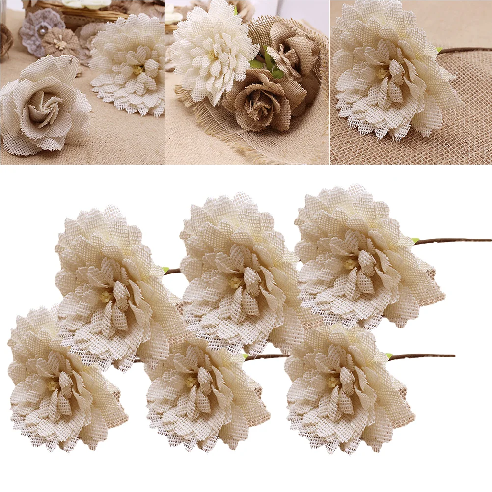 

Wedding Burlap Flower Flowers Jute Bowknot Rustic Bowsvintage Craft Natural Boutonniere Bulk Ornament Artificial Corsage
