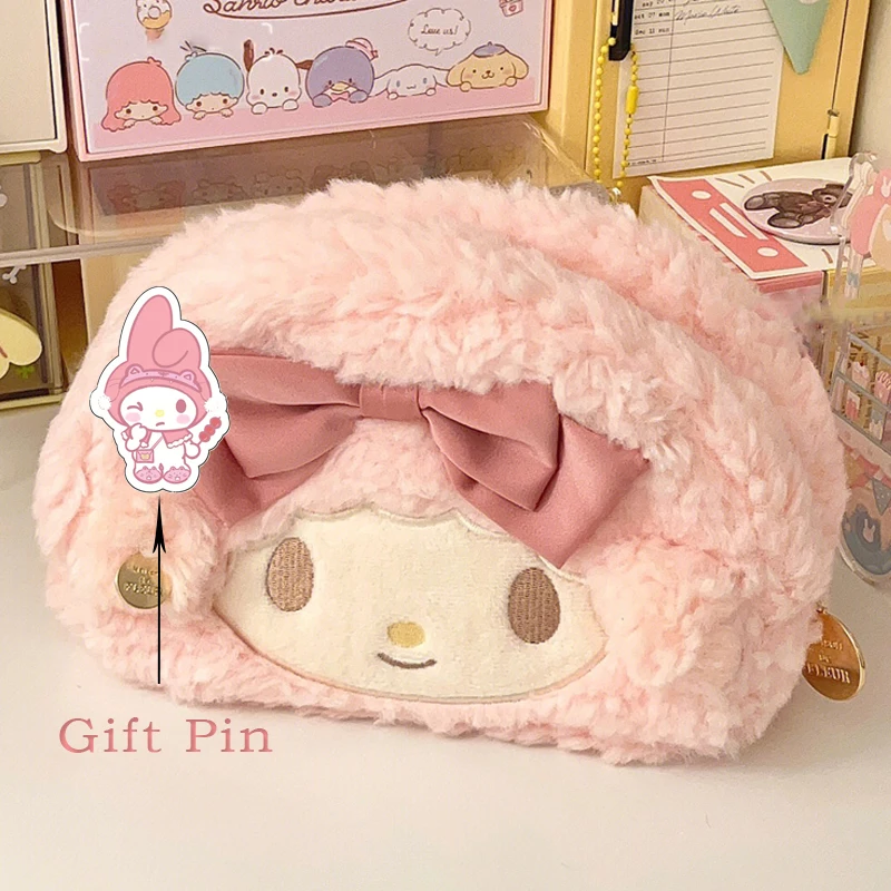 Kawaii Plush Lamb Pencil Bag for Student School Plush Pencil Case for Girls Cute Pouch Large Capacity Supplies Stationery Box