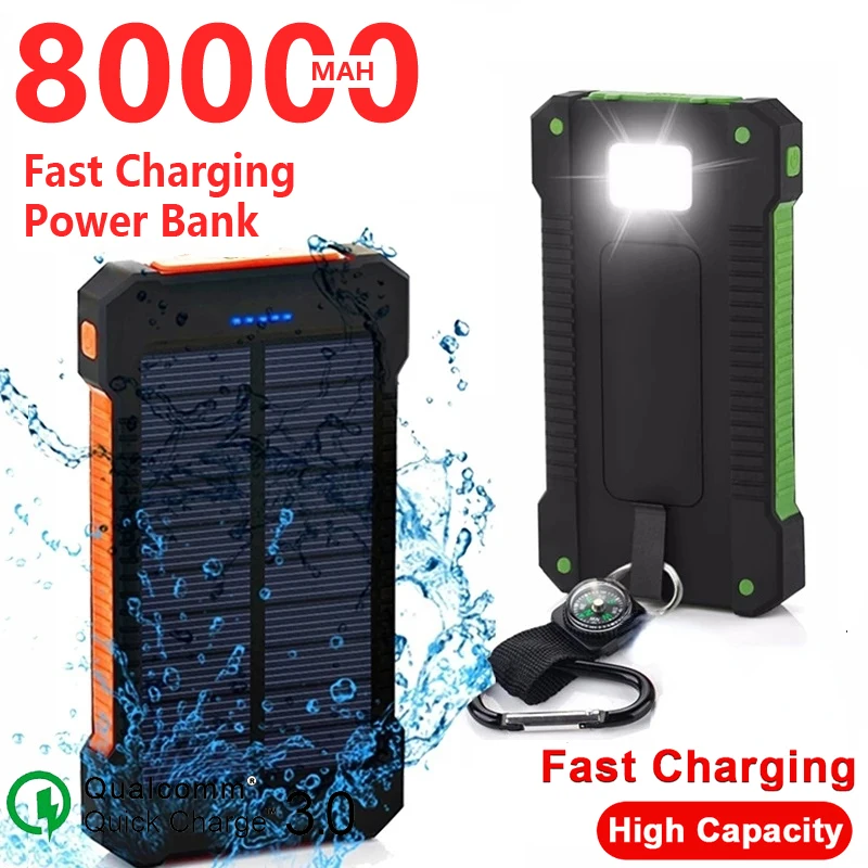 

Аккумулятор для смартфона с солнечной батареей высокой емкости, 80000 мАч