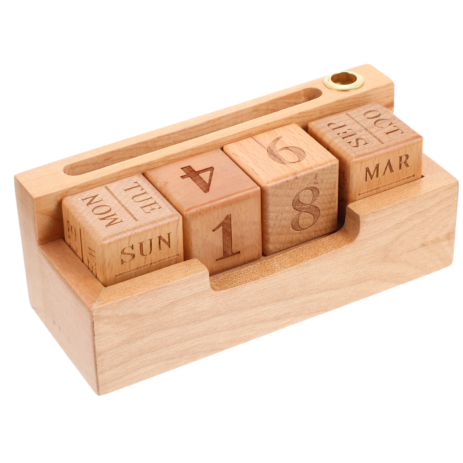 

Desk Calendar English Perpetual Household Wood Office Supply Decor Table Block Beech Accessory Decorative Trim Wooden 3d