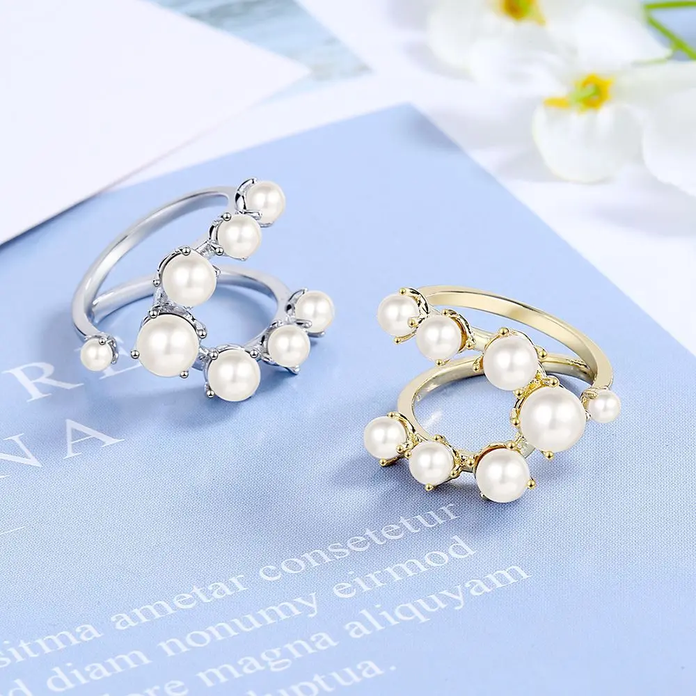 

925 Sterling Silver Pearl Double-Deck Rings For Women Luxury Fine Jewelry Accessories Wholesale Offers With Free Shipping GaaBou