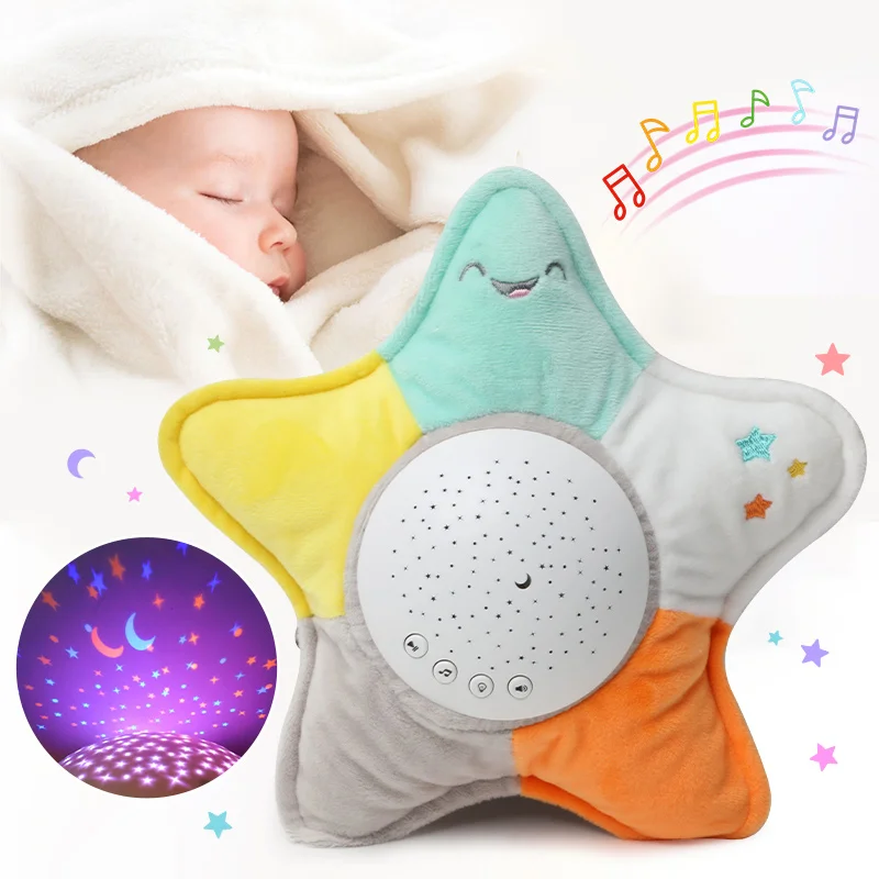 Kids Soft Toys Stuffed Sleep Led Night Lamp Stuffed Animal Plush Toys With Music & Stars Projector Light Baby Toys Girls Boy