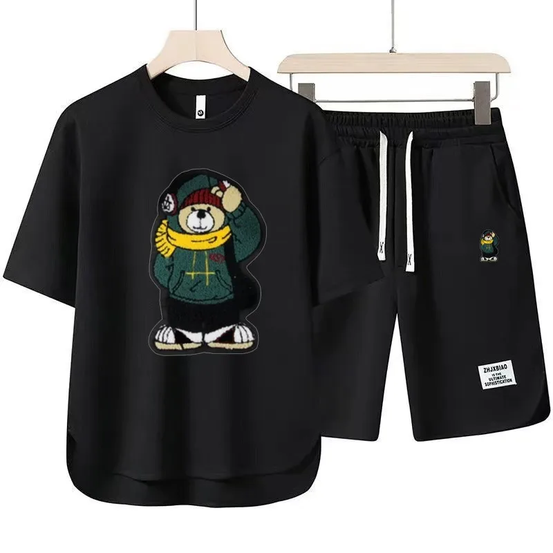Summer men's Sportswear high-quality cotton T-shirt and shorts set casual fitness sports men's/women's two-piece set
