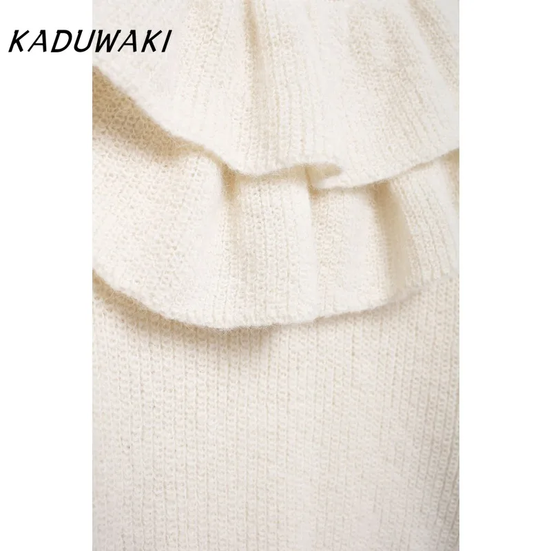 Классический осенний пуловер с рюшами и длинными рукавами KADUWAK