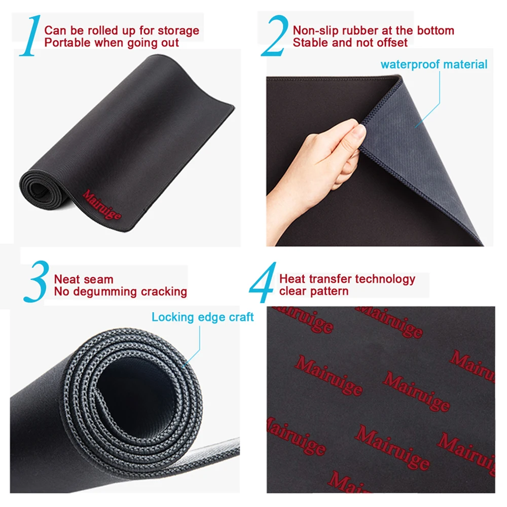 Personalized Fabric Mouse Pad Art Table Mats Office Carpet Desk Pad Mouse Mat Black Big Mousepad Rubber Mat for Computer Table