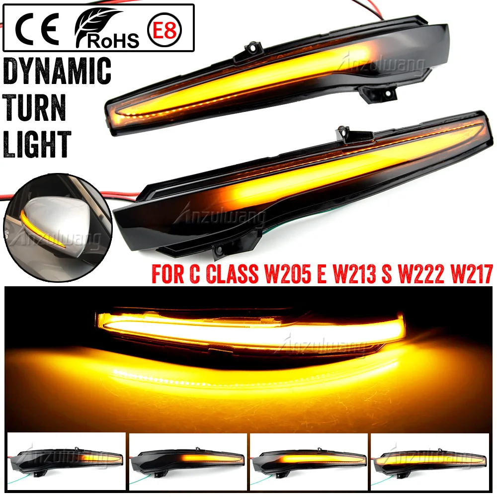 

2pcs LED Dynamic Turn Signal Light For Benz W205 W213 For Mercedes Benz C E S GLC Class Car Rear View Mirror Indicator