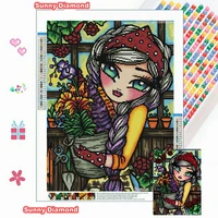diy diamond painting cross stitch kits girl flower 5d full drill mosaic embroidery cartoon picture rhinestone home room decor