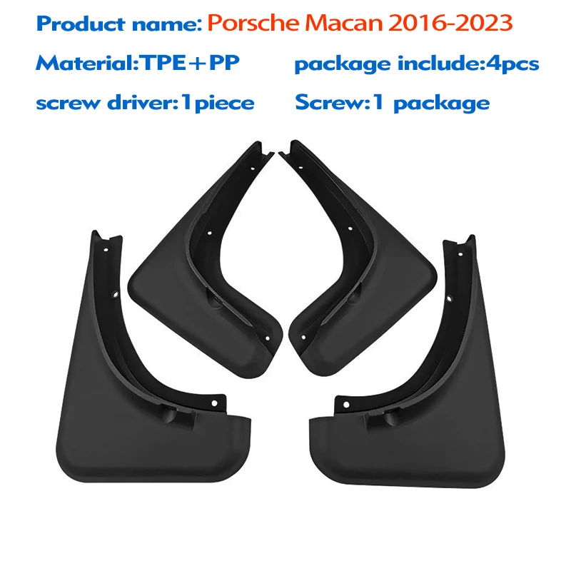 

4 шт., передние и задние брызговики для Porsche Macan 2014, 2015, 2016, 2017, 2018 -2023
