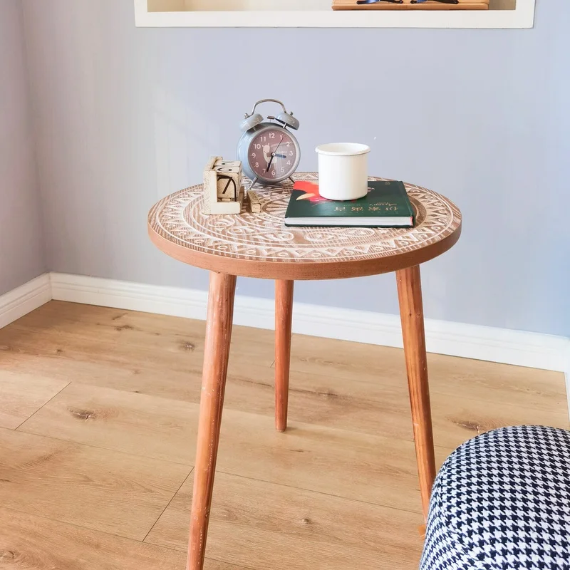 Маленький центральный кофейный столик для гостиной, деревянный круглый зеркальный журнальный столик для гостиной, домашние товары для дома