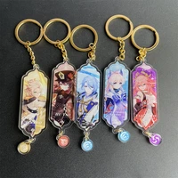 anime genshin impact raiden shogun cosplay keychain acrylic figure key chains venti yae miko keyrings for bags pendant fans gift