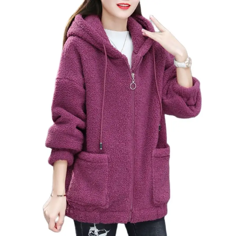 

Imitation Lamb Velvet Sweater Women Fleece 2022 New Autumn Winter Loose Korean Version Of The Cardigan Thick Lamb Wool Coat