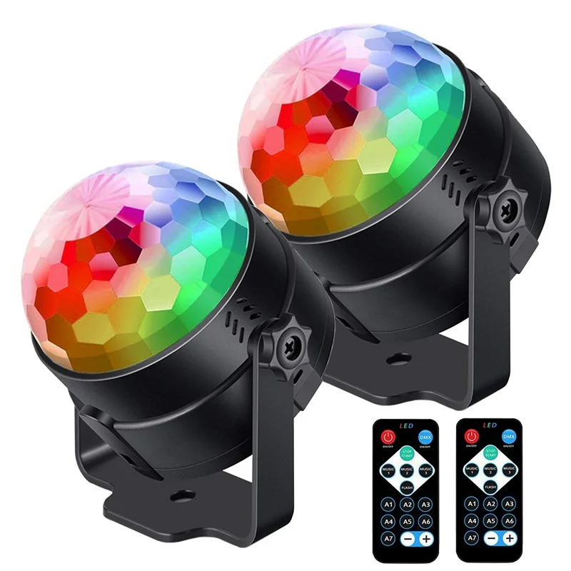 

Eloovve Disco Ball Lamp 2 Packs DJ Stage Light with Sound Activated Remote Control,Car Atmosphere Effects for Home Parties, Kids
