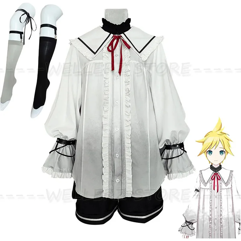 

Anime Len Cosplay Costumes Kawaii Shirt Short Uniform Suit Halloween Costumes for Women Men Party Wig Sets For Girls A98