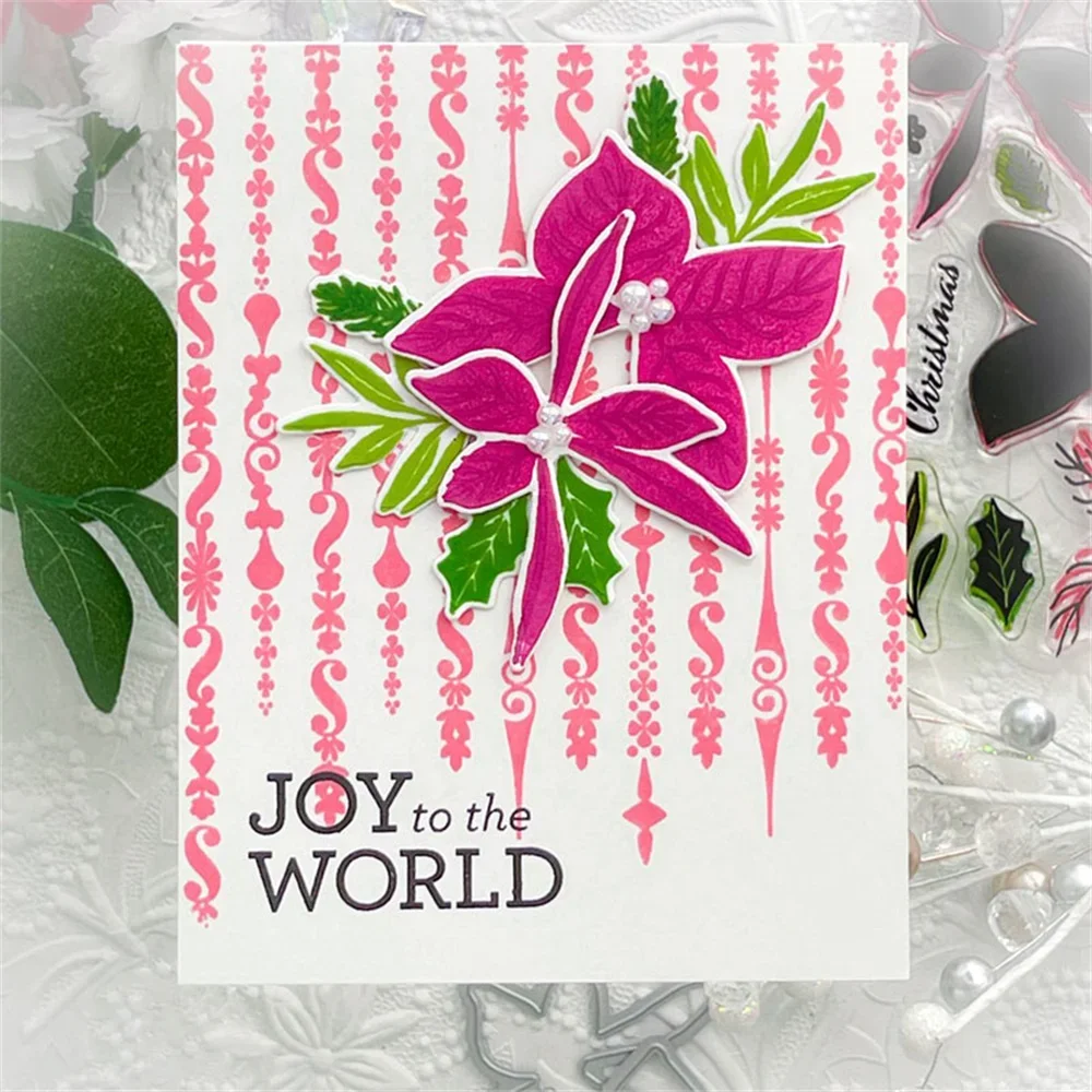 Вырубные штампы и с надписью оставьте Рождество пуансета для девочек набор