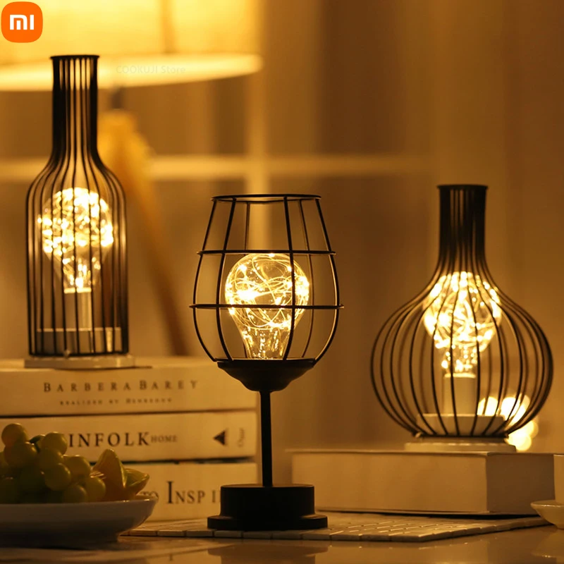 

Xiaomi Creative Night Light Ins Girl Heart Led Iron Night Light Red Wine Cup Red Wine Bottle Gift Decorative Light Ambient Light