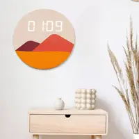 LED Sunrise Wall Clock 3D Luminous Wooden Digital Clock Nordic Style Home Living Room Decor Creative Bedroom Silent Clocks