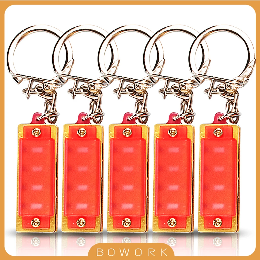 

5PCS 4 Hole 8 Tone Mini Harmonica Keychain Mini Colour Harps Playable Solo Harmonica C Major Scale Length Approx. 3.5cm Kid Gift
