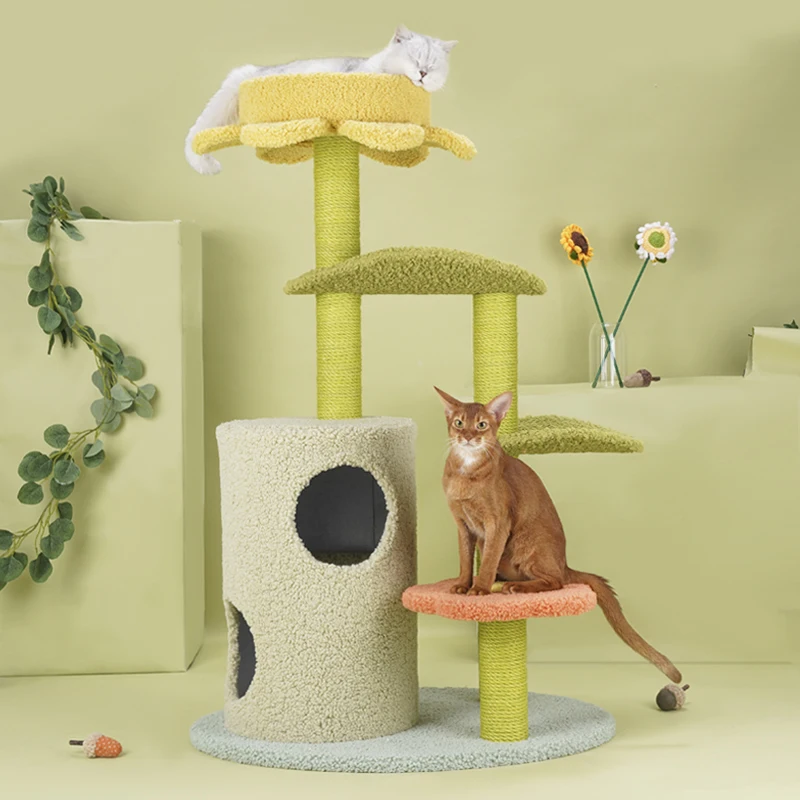 

Hot Sale Multi-level Pet Round Interactive Toy Solid Wood Cat Climbing Frame Tree