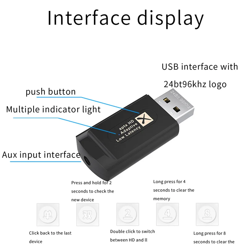 QCC3040 24 бит 96 кГц KB9P Bluetooth 5 2 аудио передатчик с микрофоном AptX LL HD Адаптивная низкая