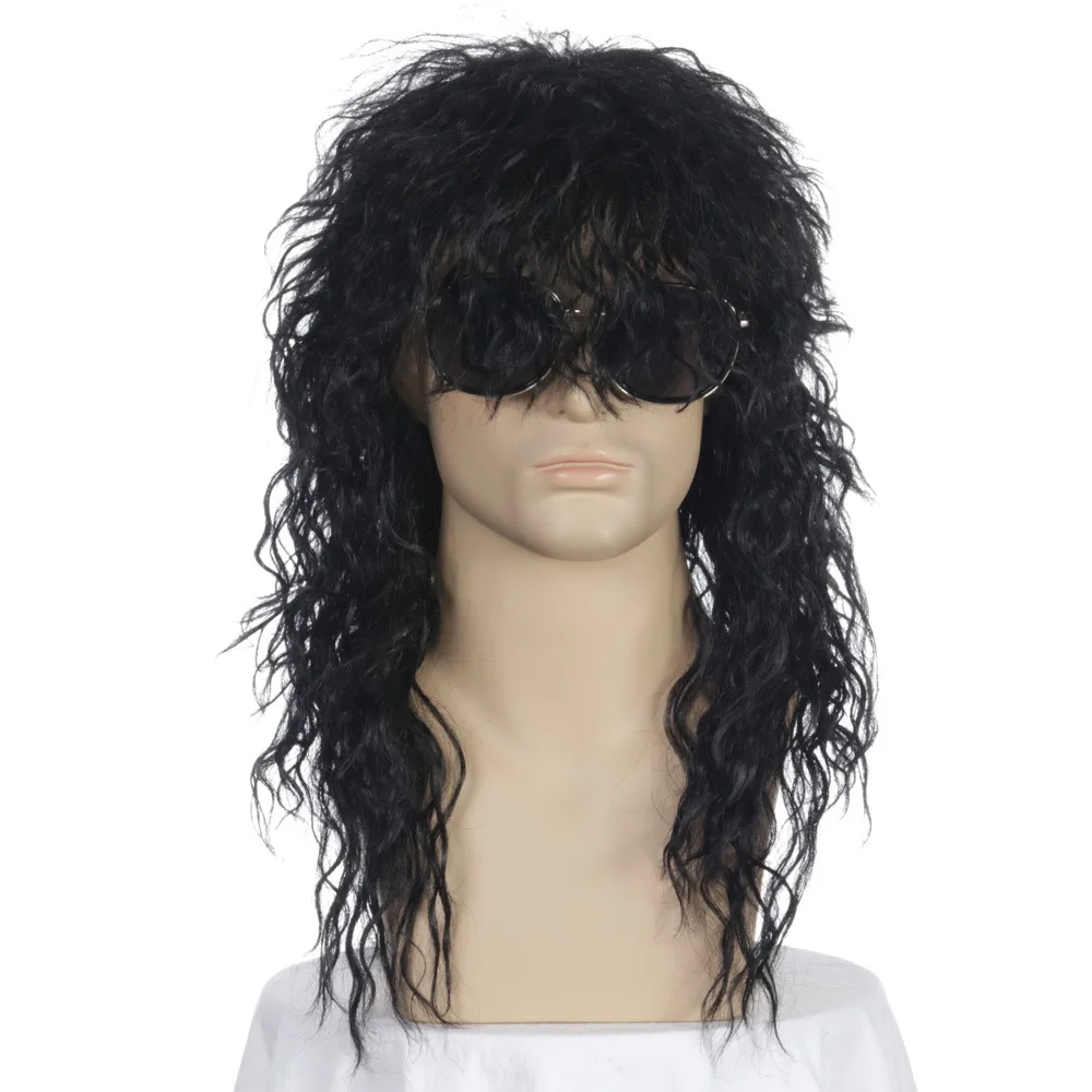 Long Curly 70s 80s Men Fashion Smart Rocker Style Wig Costumes Mens Fancy Party Accessory Cosplay Hair Wig Synthetic Wig for Man