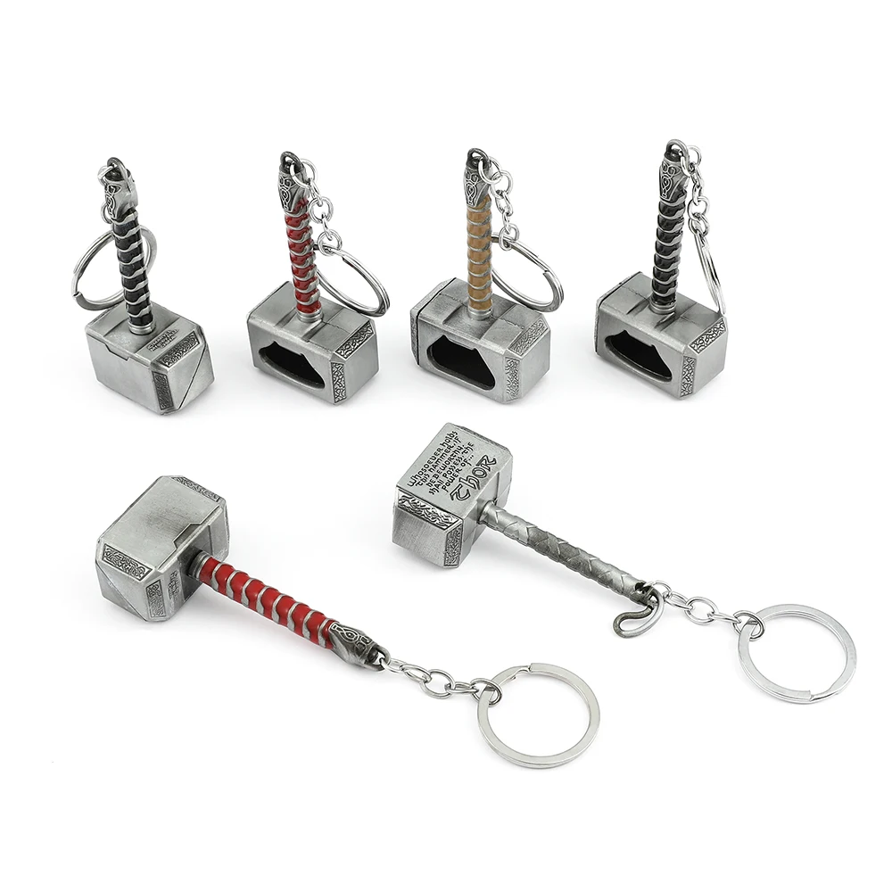 2022 Marvel The Avengers Thor Hammer Metal Key Chain Keyring Men Women Key Holder Car Keychain Accessories Backpacks Gift