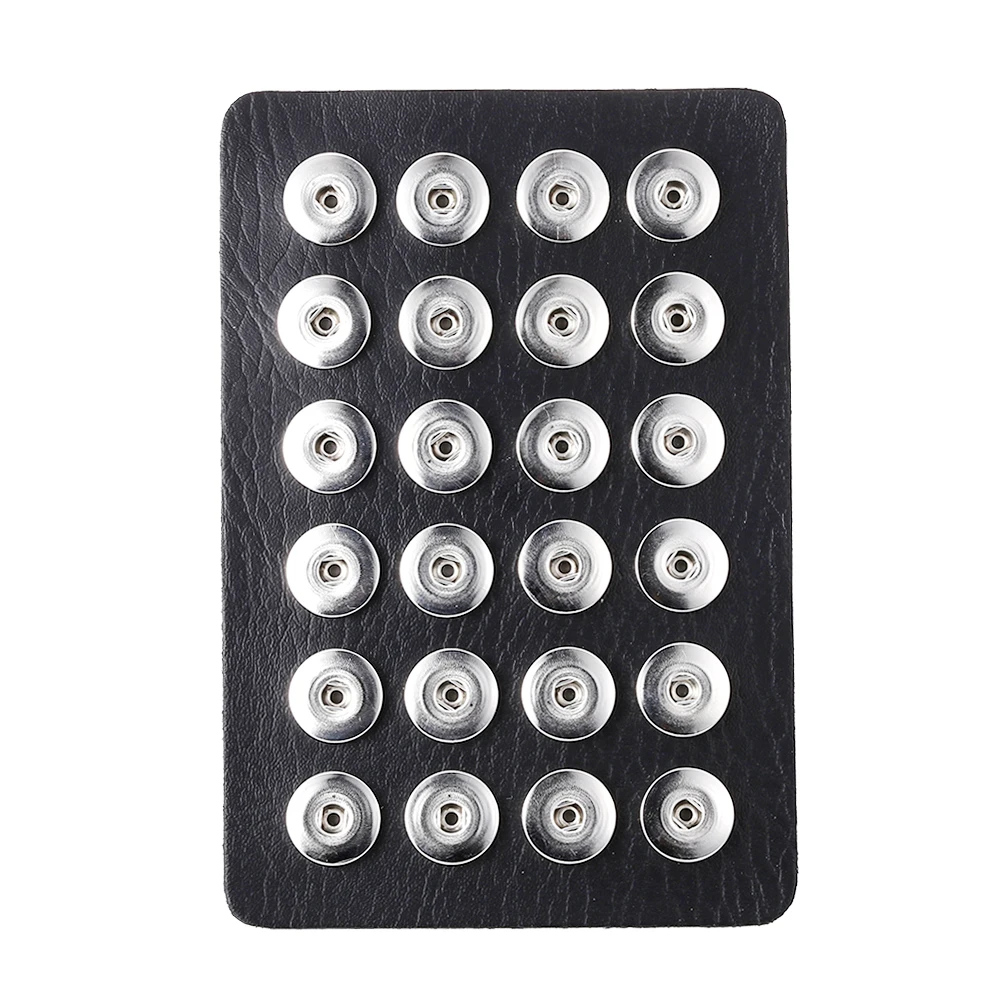 5pcs 18MM Snap Button Stand Display 10 Colors Black Leather Snaps Display for 24pcs Buttons Jewelry Holder