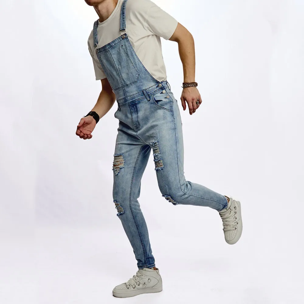 Мужские Стильные Рваные Облегающие Мотоциклетные Джинсы Эластичные