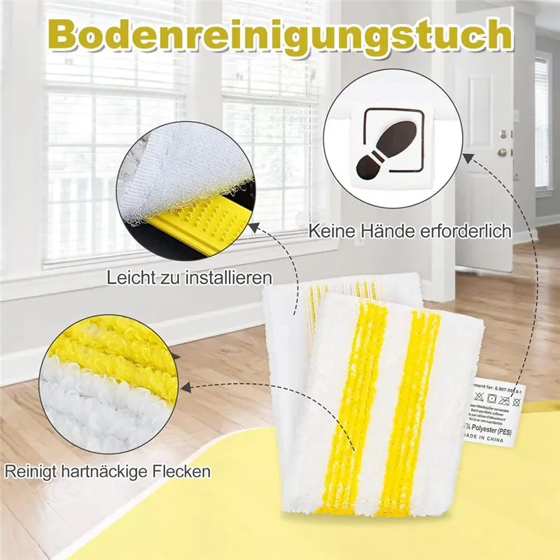 Фото Набор аксессуаров для пароочистителя Karcher Easyfix SC2 SC3 SC4 SC5: удлинительная насадка-распылитель, салфетка из микрофибры, насадка для пола. №5
