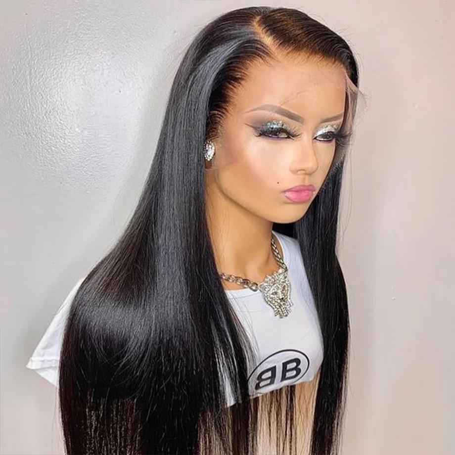 30 Inch Straight Lace Front Wig 13x4 Hd Transparent Lace Frontal Wig Bone Straight Human Hair Wigs For Black Women Pre Plucked