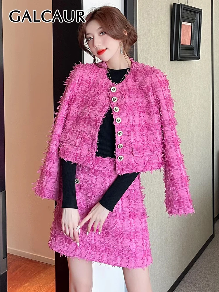 

Комплект из двух предметов GALCAUR Женский, Свободный Топ с круглым вырезом и длинным рукавом, свободная юбка-трапеция, в стиле пэчворк, комплект из двух предметов