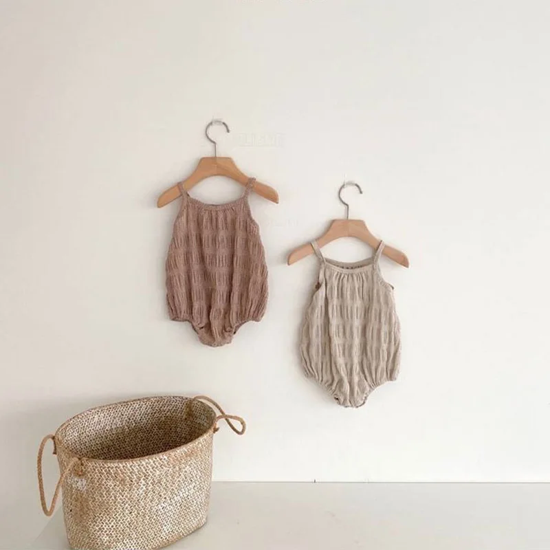 

2022 детский летний комбинезон без лапок для мальчиков и девочек, качественный комбинезон из хлопка и льна для младенцев, цельная детская оде...