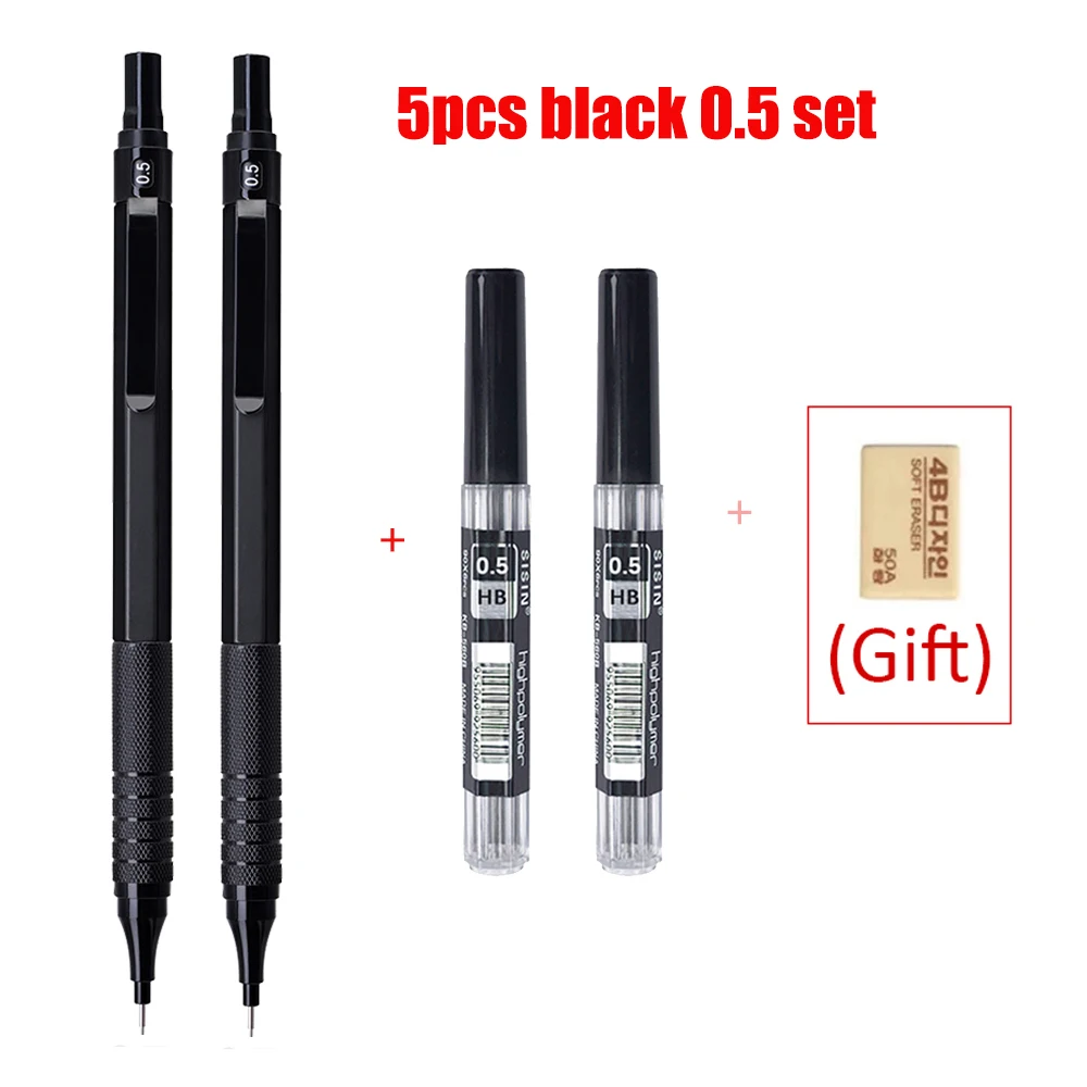 

Механические карандаши MROOFUL черные/серебристые 0,5-2,0 мм