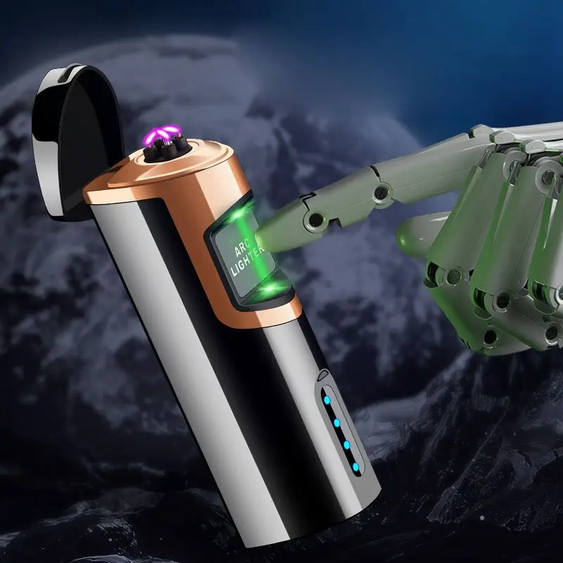 New Laser Induction Double Arc Cigarette Lighter USB Rechargeable Plasma Lighter Metal Windproof Lighter Gadget Gift for Men