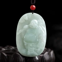 burmese jade maitreya pendant gemstone natural carved talismans charm jadeite jewelry emerald pendants choker white necklace