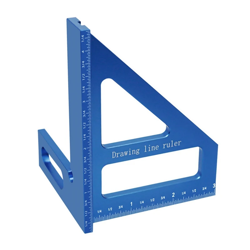 

Carpenter Square Aluminum Miter Triangle Ruler Precision Hole Scriber Woodworking Square Protractor 45/90 Degree Durable