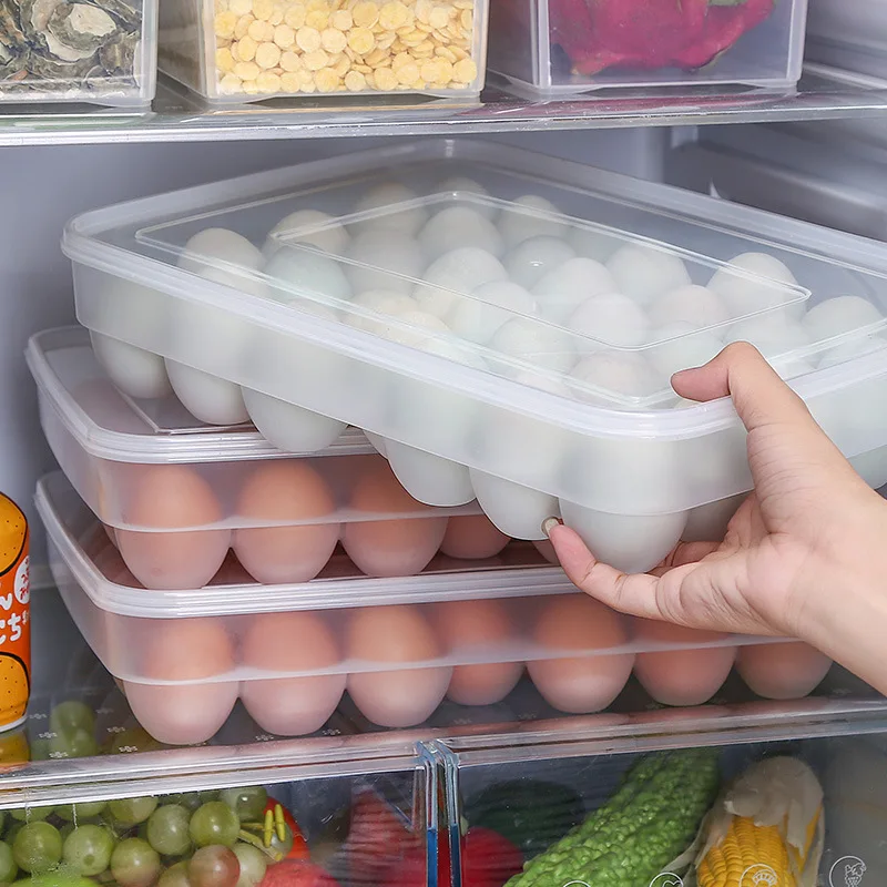 

Storage Lid With Food Egg Refrigerator Case Eggs Box Container Organizer Tray Fresh-keeping 34 Grid Box Kitchen Holder Drawer