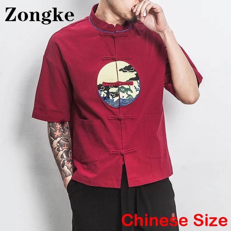 

Zongke Chinese Style Men Summer Shirt Harajuku Clothes Summer Shirts For Men Fashion Chinese Size 5XL 2022 Summer New Arrivals