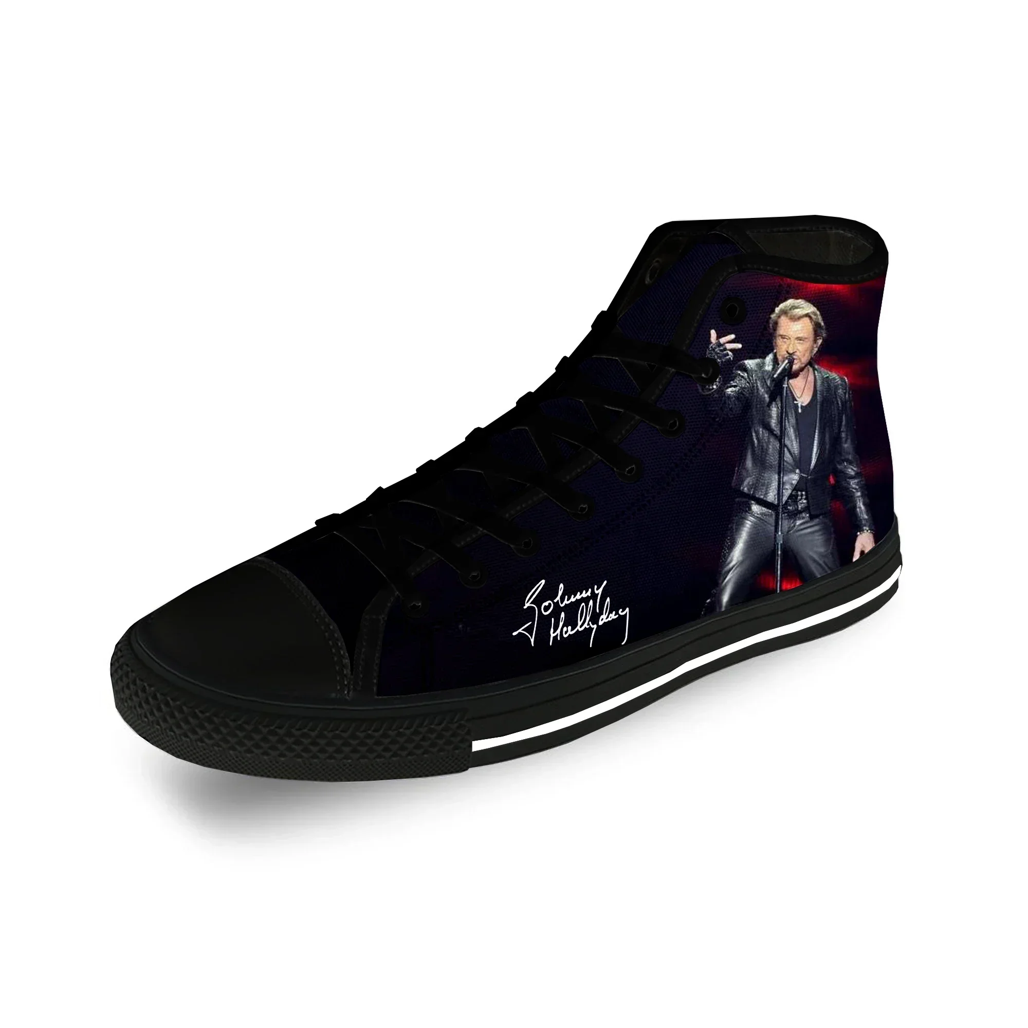 Фото Легкие тканевые кроссовки Johnny Hallyday Rock Star с 3D-принтом, забавные модные высокие кеды из канваса для мужчин и женщин, повседневные дышащие кроссовки №2