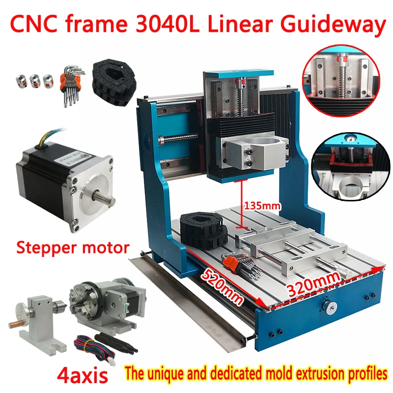 LY 3/4 ось с мотором CNC рама 3040L линейный направляющий для DIY деревообработки металла гравировки сверления фрезерный станок