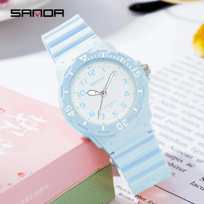 SANDA 2023 Hot Sell Youth Style Women Watch Simple Arabic Numeral Dial Waterproof Quartz Wristwatch Gifts Relógio Feminino 6011