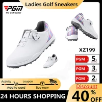 pgm golf ladies sneakers new waterproof shoes anti slip studs turnbuckle soft microfiber leather leisure sports fitness sneakers