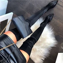 2021 Thigh High Boots Over The Knee Elastic Stretch Boots Women Botas Mujer Sexy Knee High Heels Sock Boots New Autumn Winter